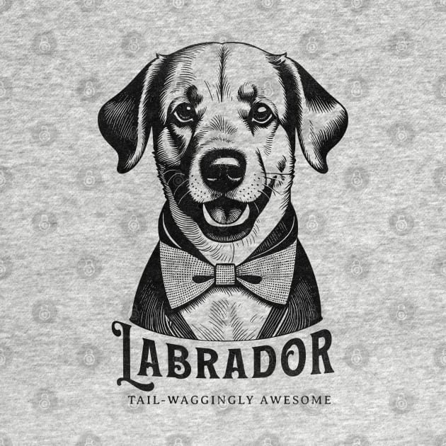 Labrado - Tail-waggingly awesome, Monochrome Vintage design by Tintedturtles